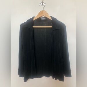 Vtg Mark Singer Softwear 90s Black Jersey Cardigan Knit Open Front Medium Petite